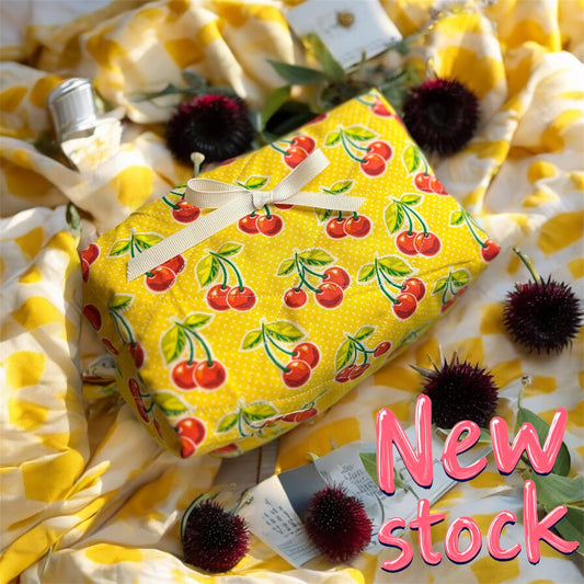 Cherry Pop Quilted Pouch/ Make Up Bag